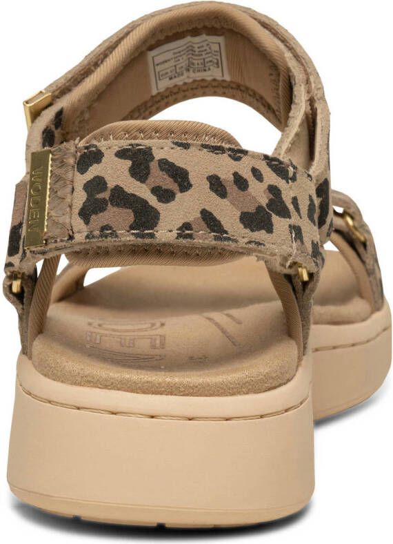 Woden suède sandalen beige zwart