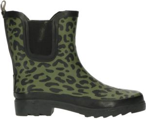 XQ regenlaarzen met panterprint groen