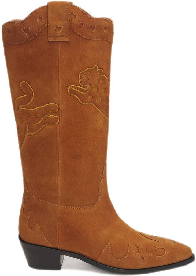 Fabienne Chapot Debby suède cowboylaarzen cognac