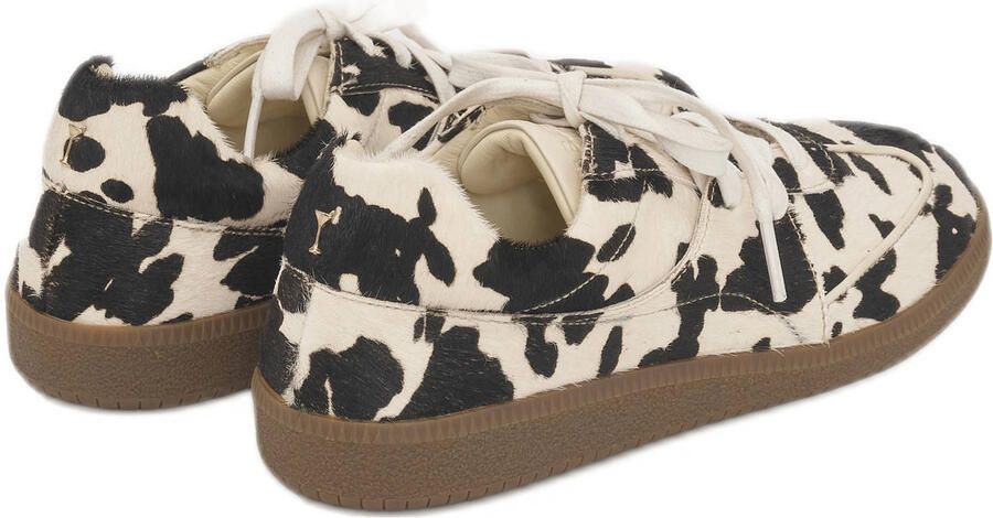 Fabienne Chapot leren sneakers met koeienprint beige bruin - Foto 2
