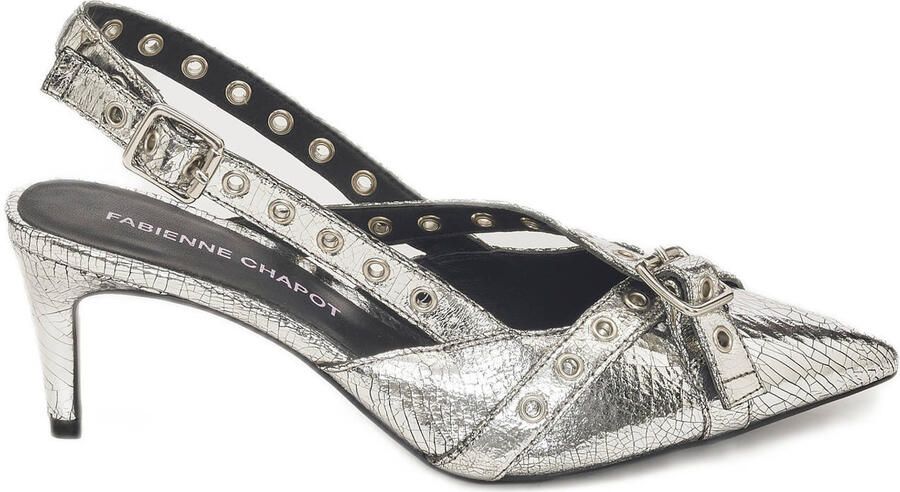 Fabienne Chapot Mary leren slingback pumps zilver