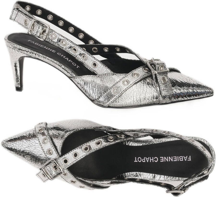 Fabienne Chapot Mary leren slingback pumps zilver - Foto 2
