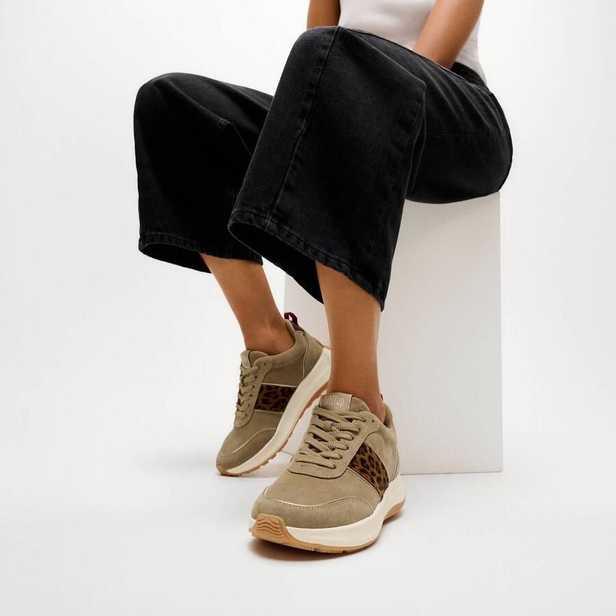 FitFlop TM Flow Suede Leopard suède sneakers beige panter - Foto 2