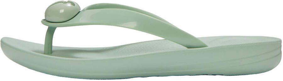 FitFlop TM Iqushion Glossy Button teenslippers met sleehak mintgroen - Foto 3