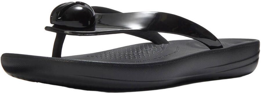 FitFlop TM Iqushion Glossy Button teenslippers met sleehak zwart - Foto 3