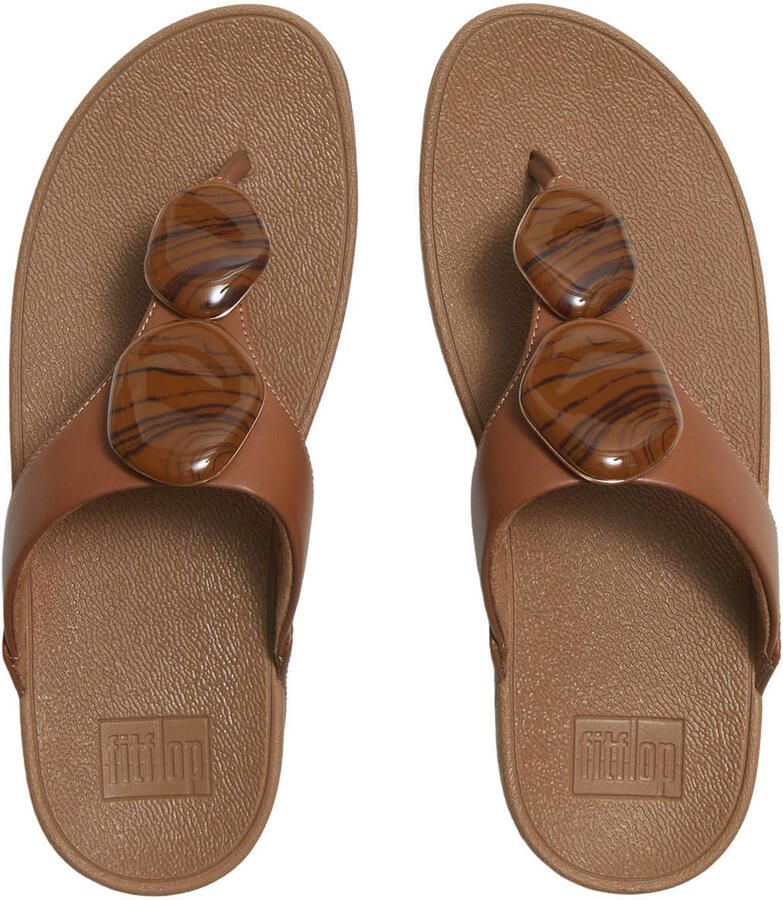 FITFLOP Teenslippers Dames Lulu Marbled Stone Toe-post Maat: 40 Materiaal: Leer Kleur: Camel - Foto 7