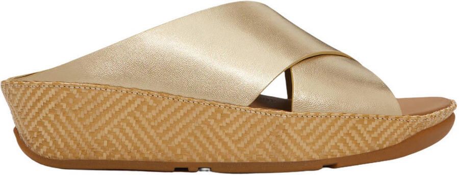 FITFLOP Slippers Dames Lulu Lux Cross Slide Maat: 42 Materiaal: Leatherlook Kleur: Goudkleurig - Foto 6
