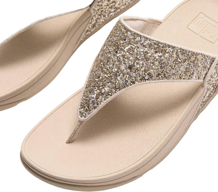 FITFLOP Teenslippers Dames Lulu Glitter Toe-post Maat: 43 Materiaal: Textiel Kleur: Beige - Foto 7