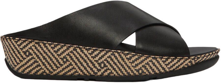 FitFlop TM leren slippers zwart