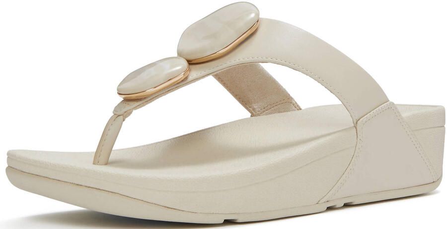 FitFlop TM leren teenslippers ecru - Foto 2