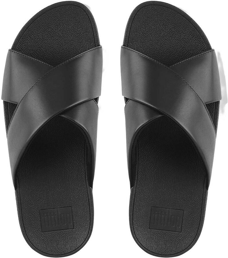 FitFlop TM Lulu Cross leren slippers zwart