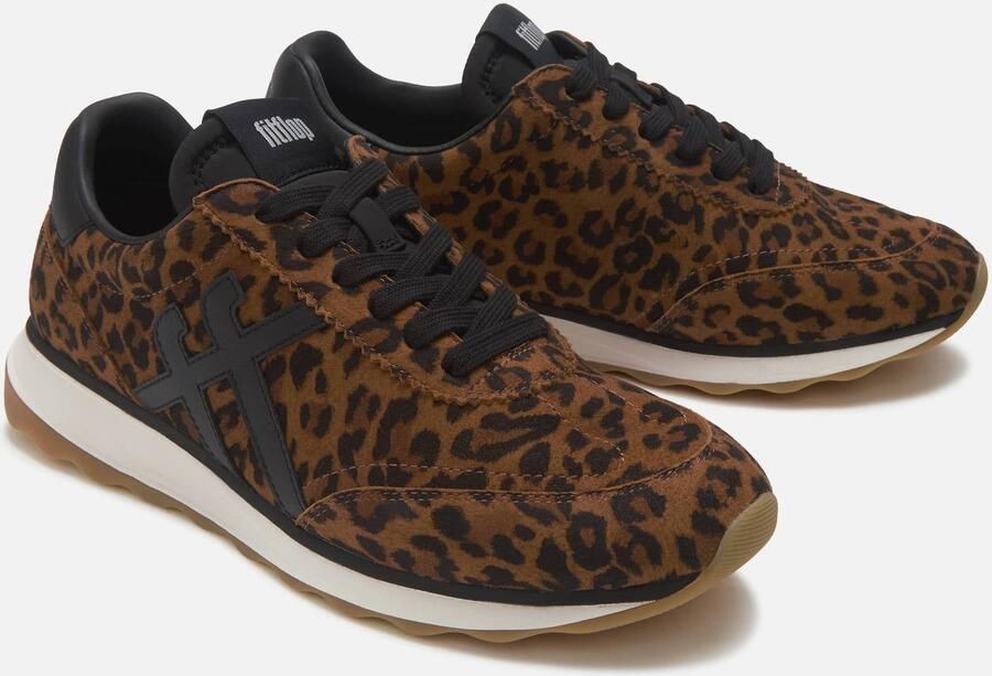 FitFlop TM Retro-Q FF Suede Leopard sneakers cognac zwart - Foto 2