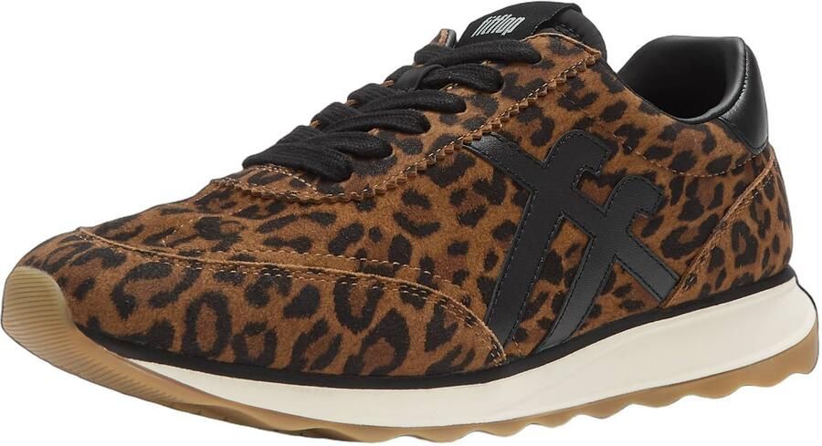 FitFlop TM Retro-Q FF Suede Leopard sneakers cognac zwart - Foto 3
