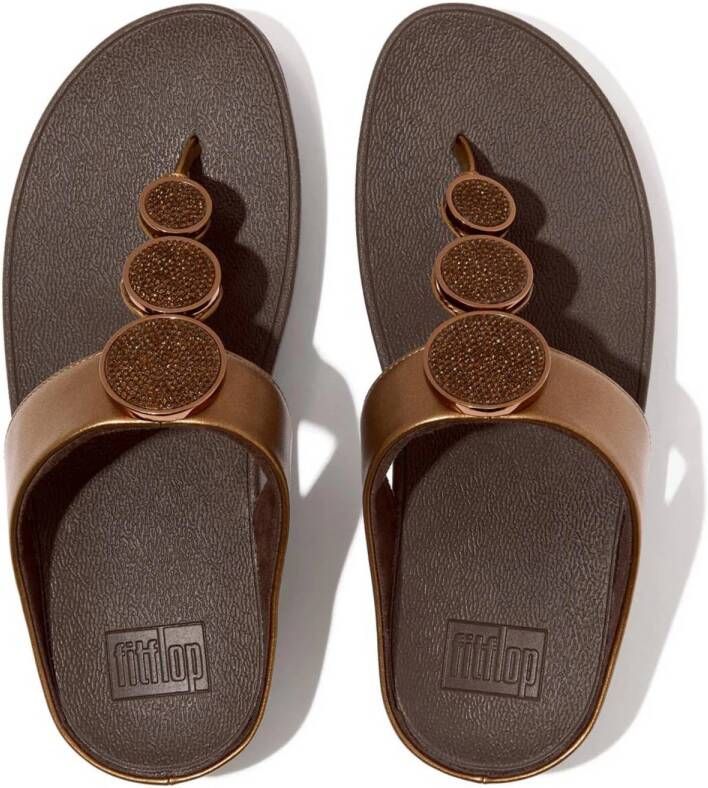 FitFlop TM Halo Bead-Circle Metallic Toe-Post leren teenslippers brons metallic