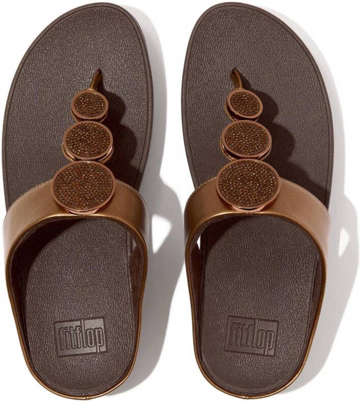 FitFlop TM Halo Bead-Circle Metallic Toe-Post leren teenslippers brons metallic