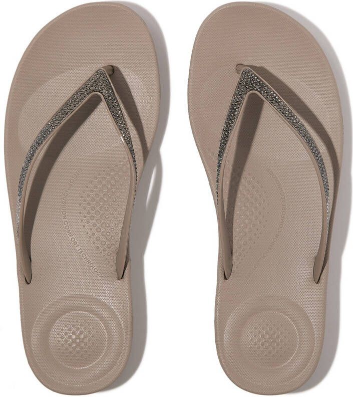 FitFlop TM Iquishion Sparkle teenslippers taupe