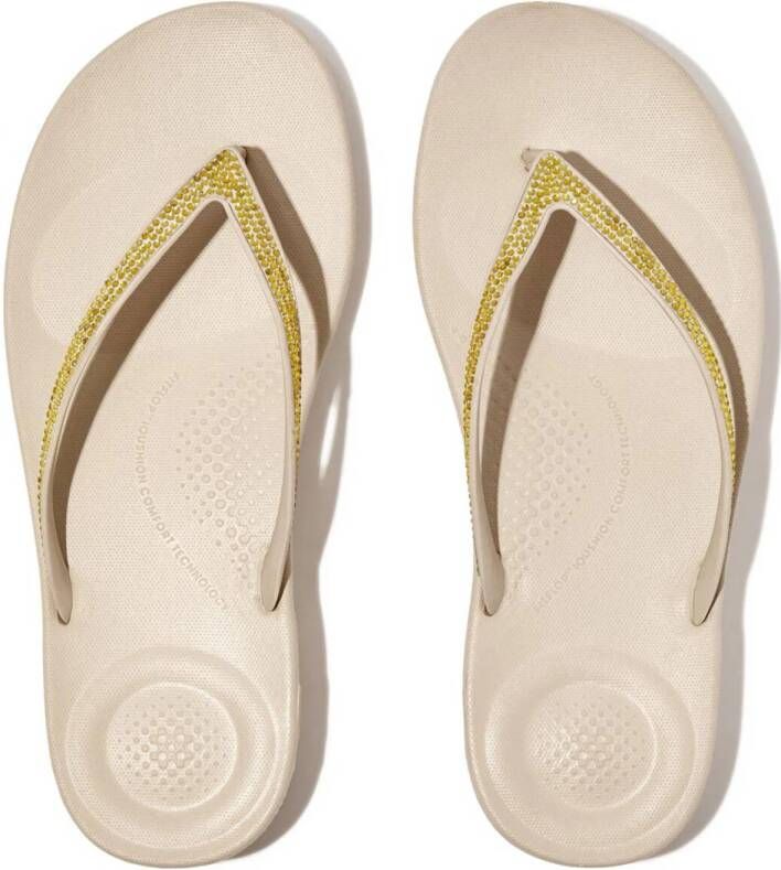 Fitflop Teenslippers IQUSHION SPARKLE CLASSIC sleehak zomerschoen slippers met fonkelende glitterafwerking