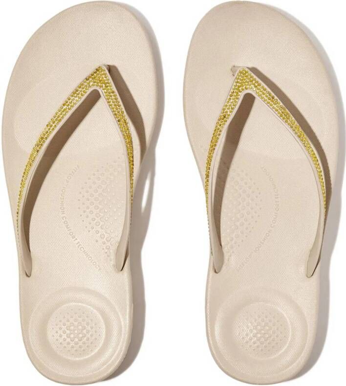 FitFlop TM Iqushion sparkle teenslippers beige