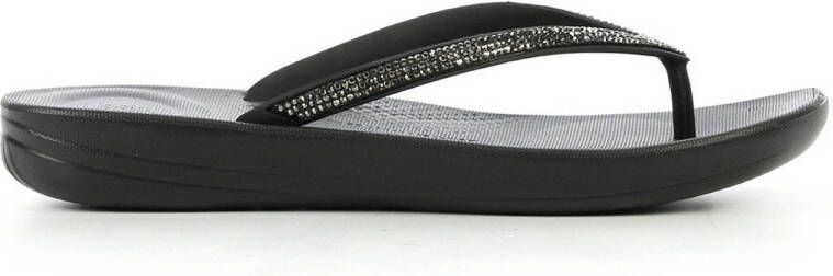 FitFlop TM Iqushion Sparkle teenslippers met strass steentjes zwart