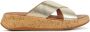 FitFlop F-Mode Metallic Leather Cork Flatform Cross Slides GOUD - Thumbnail 1