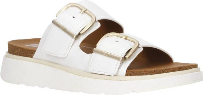 FitFlop Gen-FF Buckle Two-Bar Leather Slides WIT