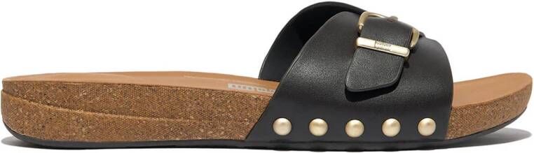 FitFlop TM leren slippers zwart