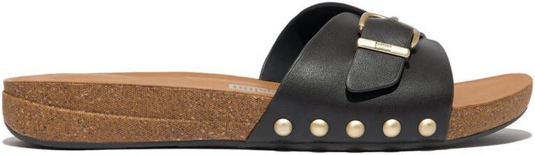 Fitflop Slippers IQUSHION ADJUSTABLE BUCKLE LEATHER SLIDES zomerschoen slippers met verstelbare bandage