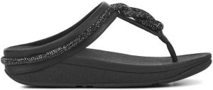Fitflop™ FitFlop Fino Crystal-Cord Leather Toe-Post Sandals ZWART