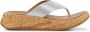 FitFlop F-Mode Leather Cork Flatform Toe-Post Sandals ZILVER - Thumbnail 1
