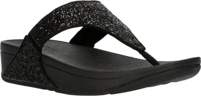 Fit Flop Lulu glitter toe thongs X03 339 black glitter Zwart