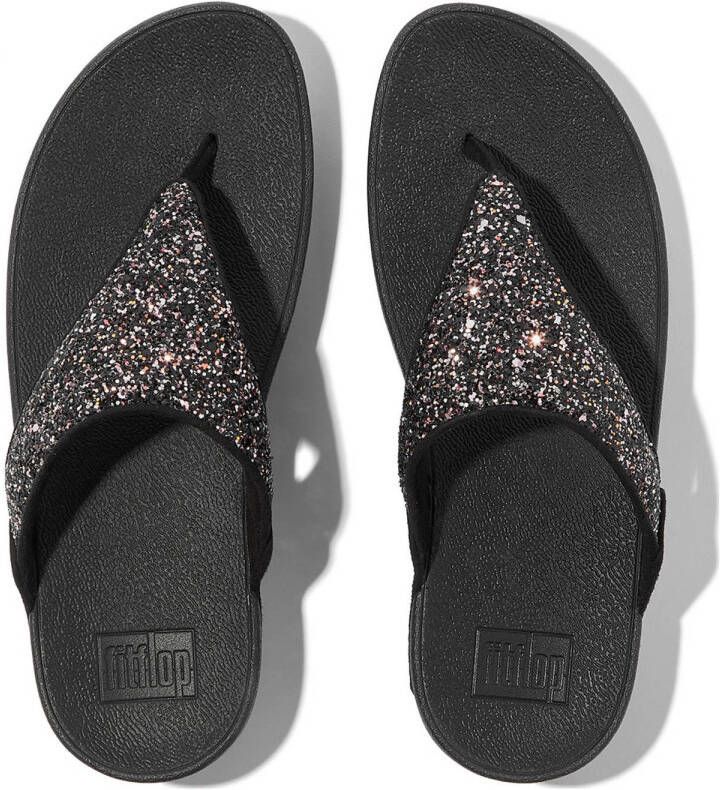 FitFlop TM Lulu Multi Tonal Glitter Toe-Post teenslippers met glitters zwart