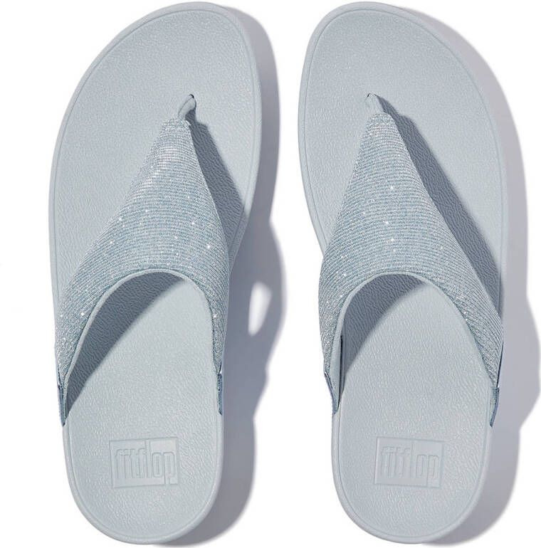 FitFlop TM Lulu Shimmer Toe-Post teenslippers met glitterdraad blauw
