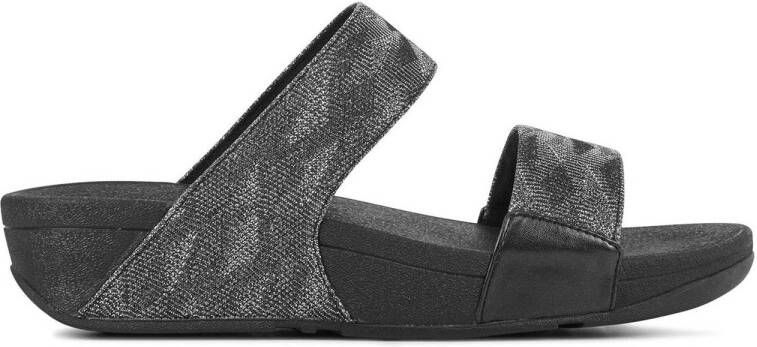 FitFlop Lulu Glitter Splash Slide dames slipper Zwart