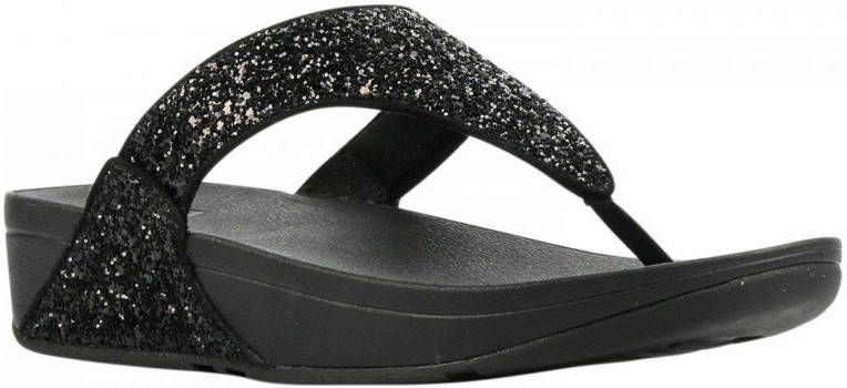 FITFLOP Slippers Dames Lulu Glitter Toe-post Maat: 37 Materiaal: Leer Kleur: Zwart - Foto 2