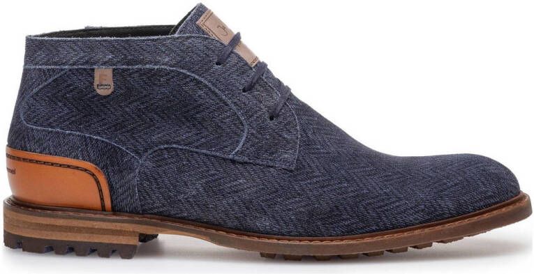 Floris van Bommel Crepi 13.10 suède veterschoenen donkerblauw