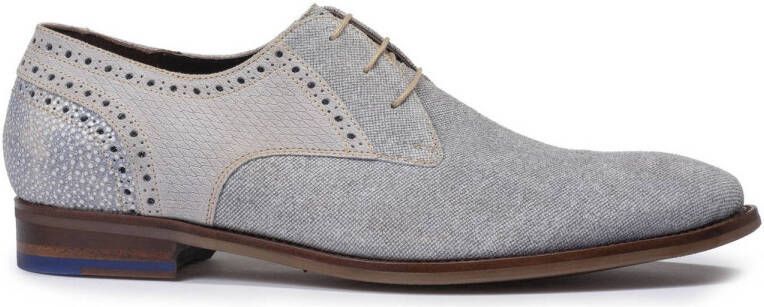Floris van Bommel De Stapper 39.11 suède veterschoenen lichtgrijs