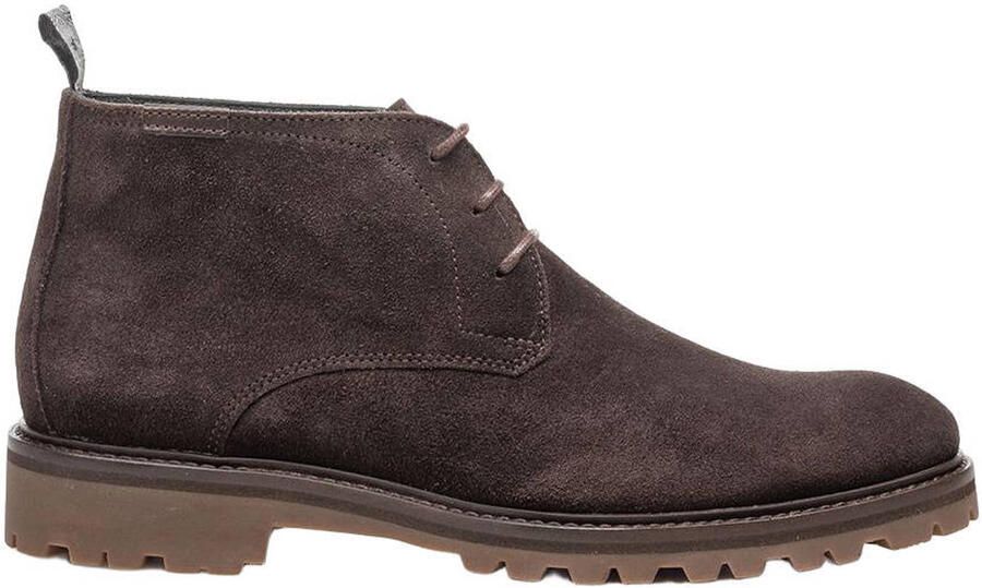 Floris van Bommel 01.36 suède veterboots met profielzool donkerbruin
