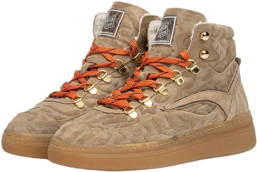 Floris van Bommel 02.01 suède veterboots met dierenprint taupe - Foto 2