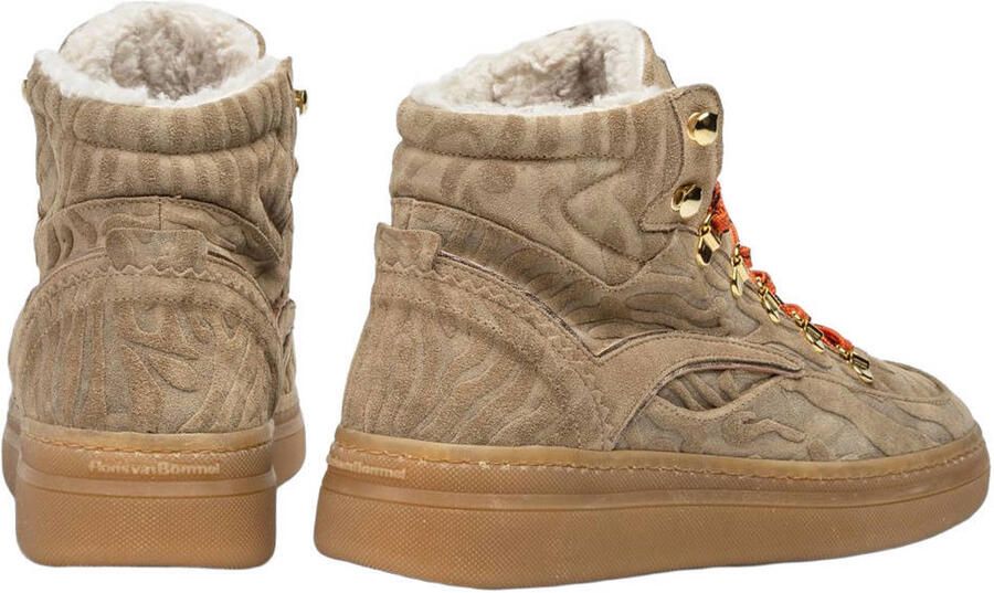 Floris van Bommel 02.01 suède veterboots met dierenprint taupe - Foto 3