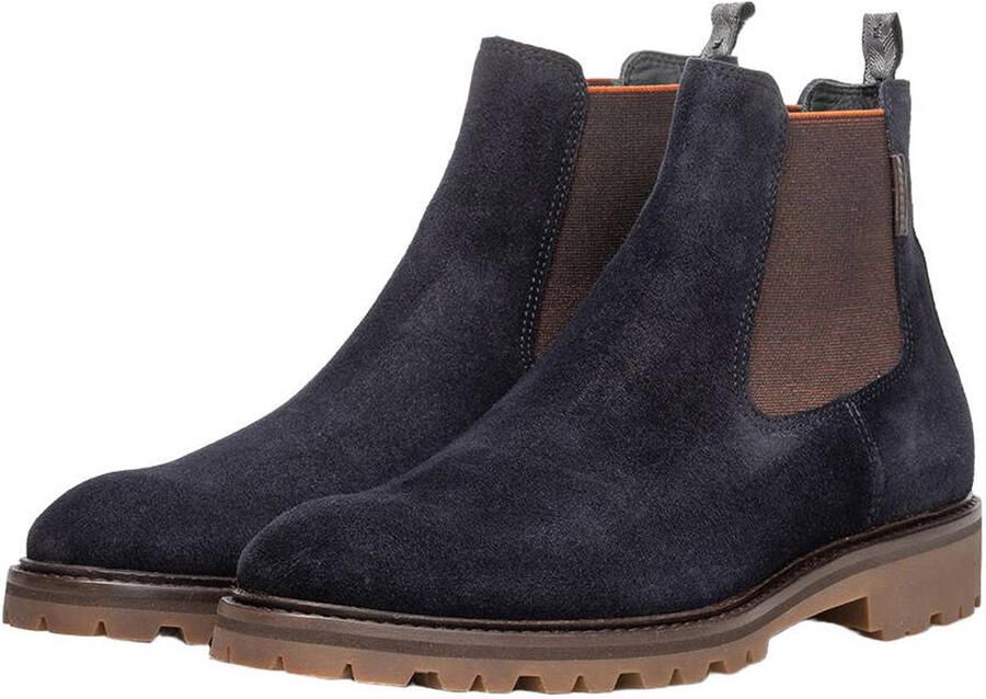 Floris van Bommel 04.27 suède chelsea boots met profielzool donkerblauw - Foto 2