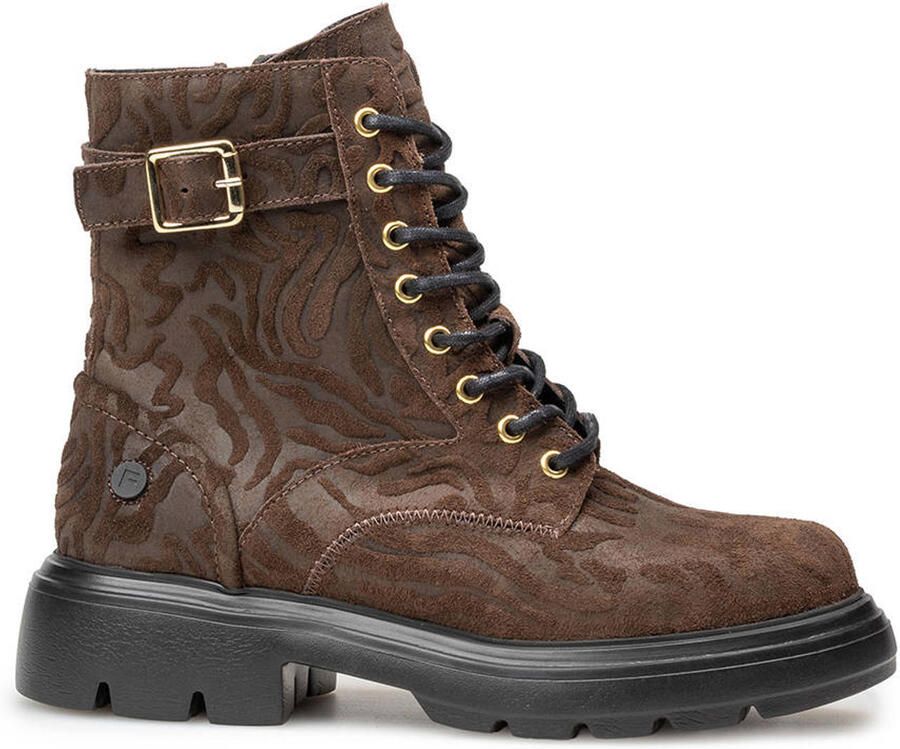 Floris van Bommel Bayli suède veterboots donkerbruin