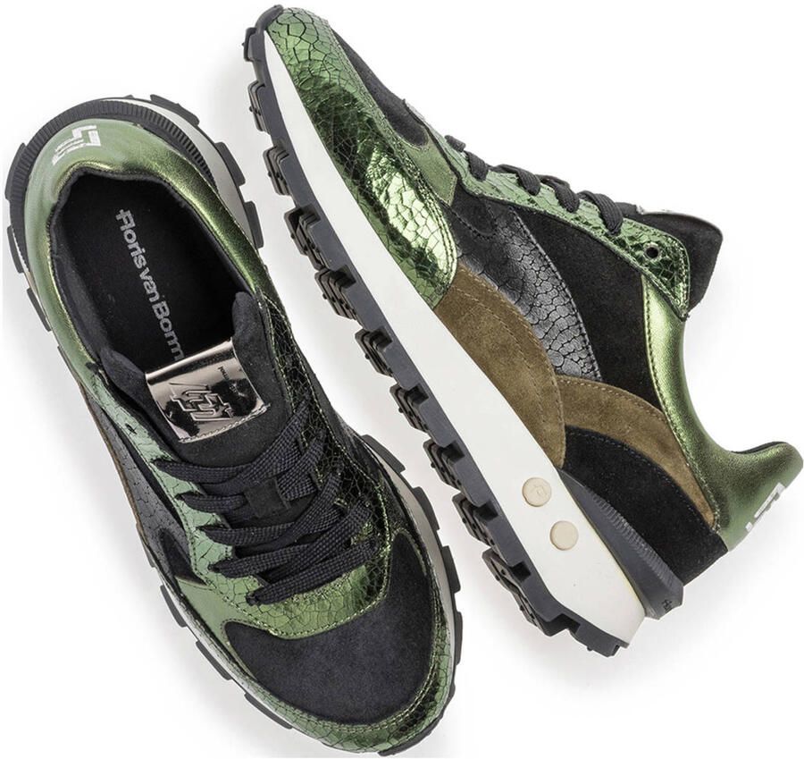 Floris van Bommel Blokki 04.19 leren sneakers donkergroen