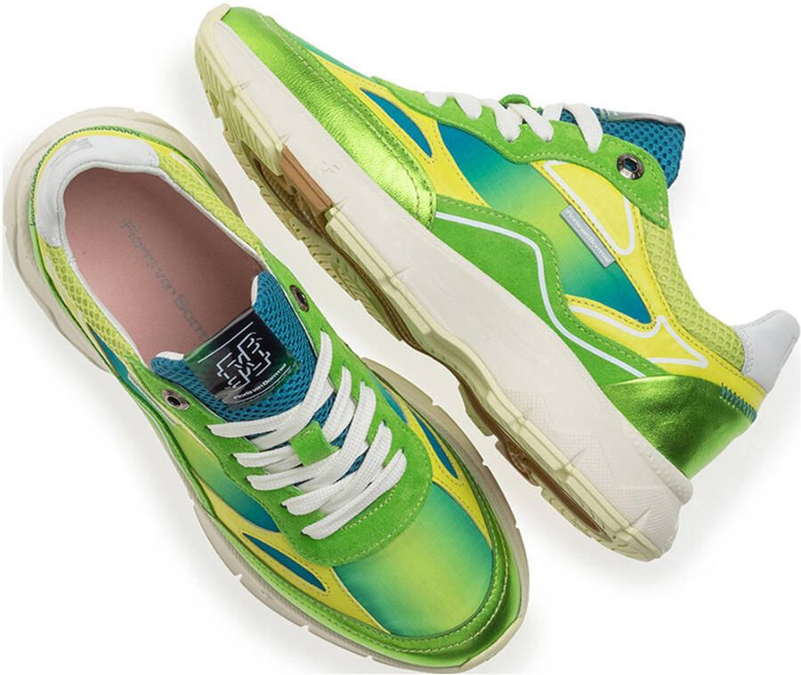 Floris van Bommel Daysi 01.09 leren sneakers groen geel