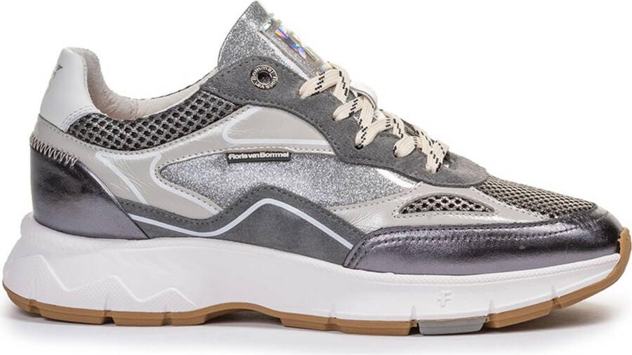 FLORIS VAN BOMMEL Lage Sneakers Dames Sfw-10101 Maat: 40 Materiaal: Leer Kleur: Zilverkleurig