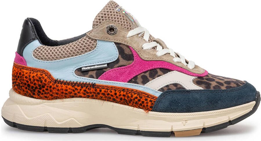 Floris van Bommel Daysi 03.10 suède sneakers taupe roze panter