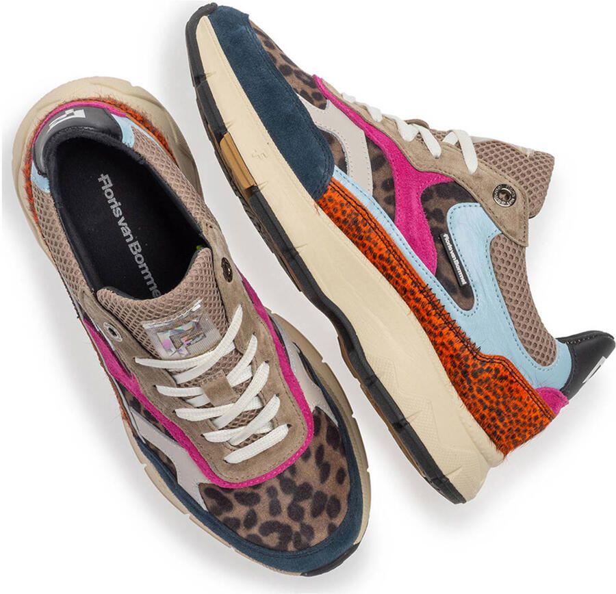 Floris van Bommel Daysi 03.10 suède sneakers taupe roze panter - Foto 2