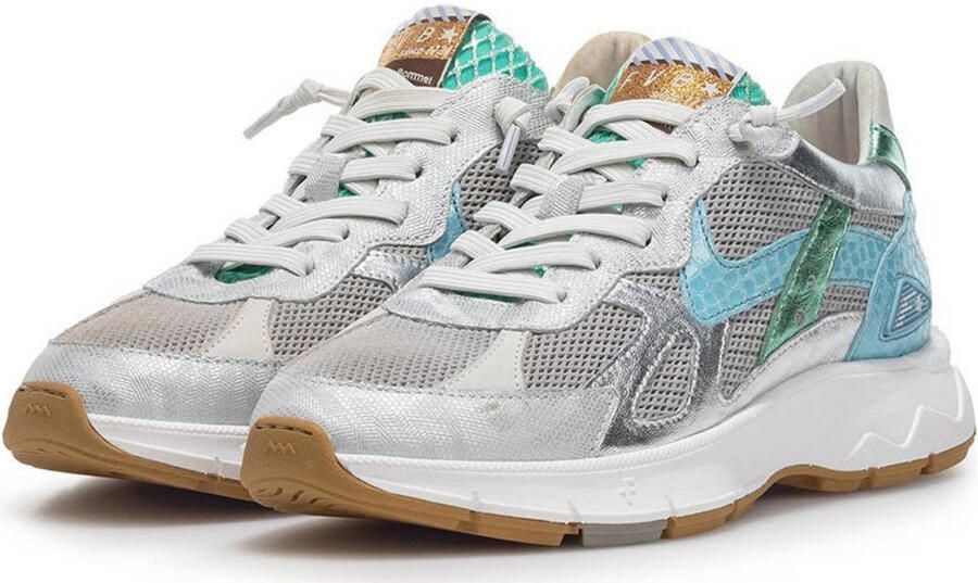 Floris van Bommel Daysi 05.04 leren sneakers zilver turquoise - Foto 2