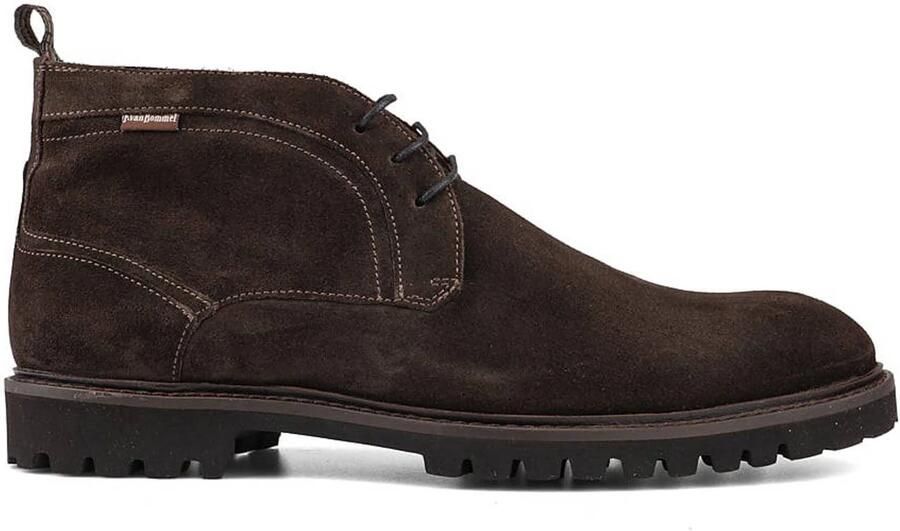 Floris van Bommel De Floter 01.00 suède enkelboots donkerbruin