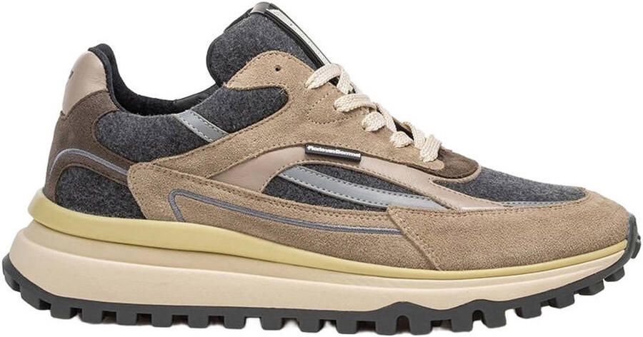 Floris van Bommel heren sneaker De Gripper suede en wol beige grijs