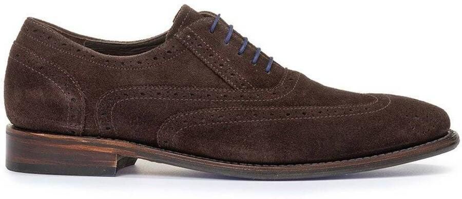 Floris van Bommel De Loper 04.07 suède veterschoenen donkerbruin